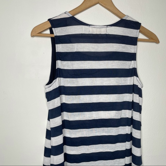 Moon & Sky Lace Striped Tank Top Navy Blue Size L - Picture 6 of 10